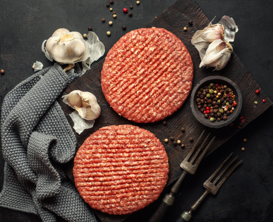 Burgerpatties vom Ibérico Schwein, tiefgekühlt | 2 Patties vakuumiert | Ibérico Westfalia vom Hof Vincke | Deutschland | 0,3kg-0,35kg | nur 27,99€/kg